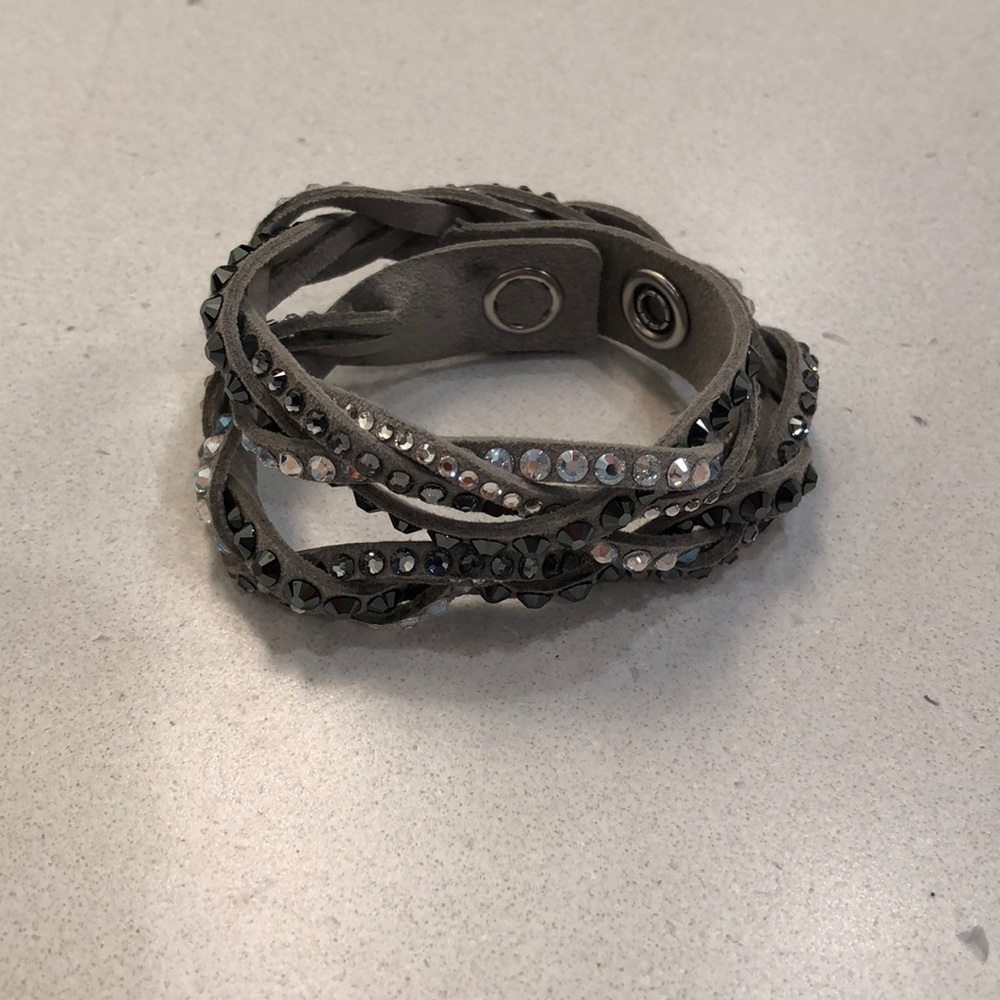 Gray crystal wrap bracelet